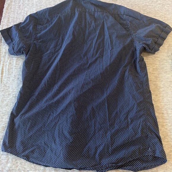 Scotch and Soda Button Down Shirt Men's Size XL Short Sleeve Polka Dot Navy Blue - Picture 9 of 9